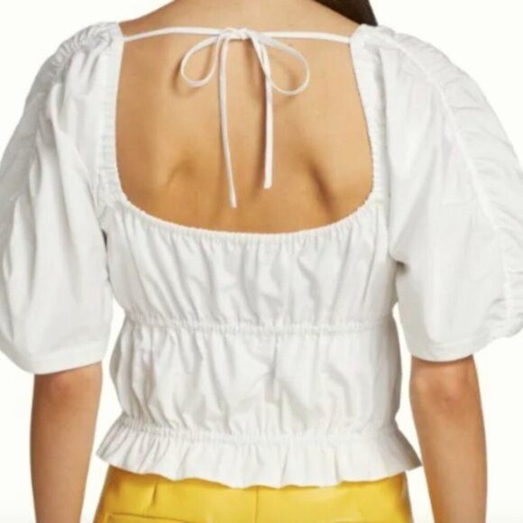 Derek Lam 10 Crosby Elora Cotton Puff Sleeve Blouse White size 10 - Picture 4 of 7